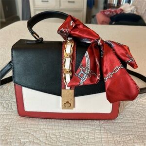 Aldo Colorblock Satchel Top Handle Purse, Good Used Condition & Comes W/scarf